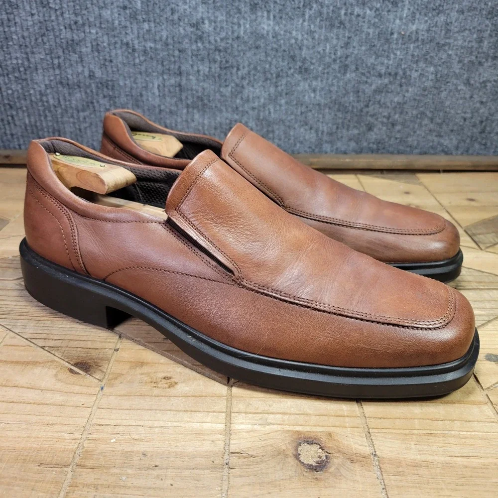 ecco Helsinki 2 Men's Leather Slip-on Shoes Size US 12, EU 46 Brown Loafers
